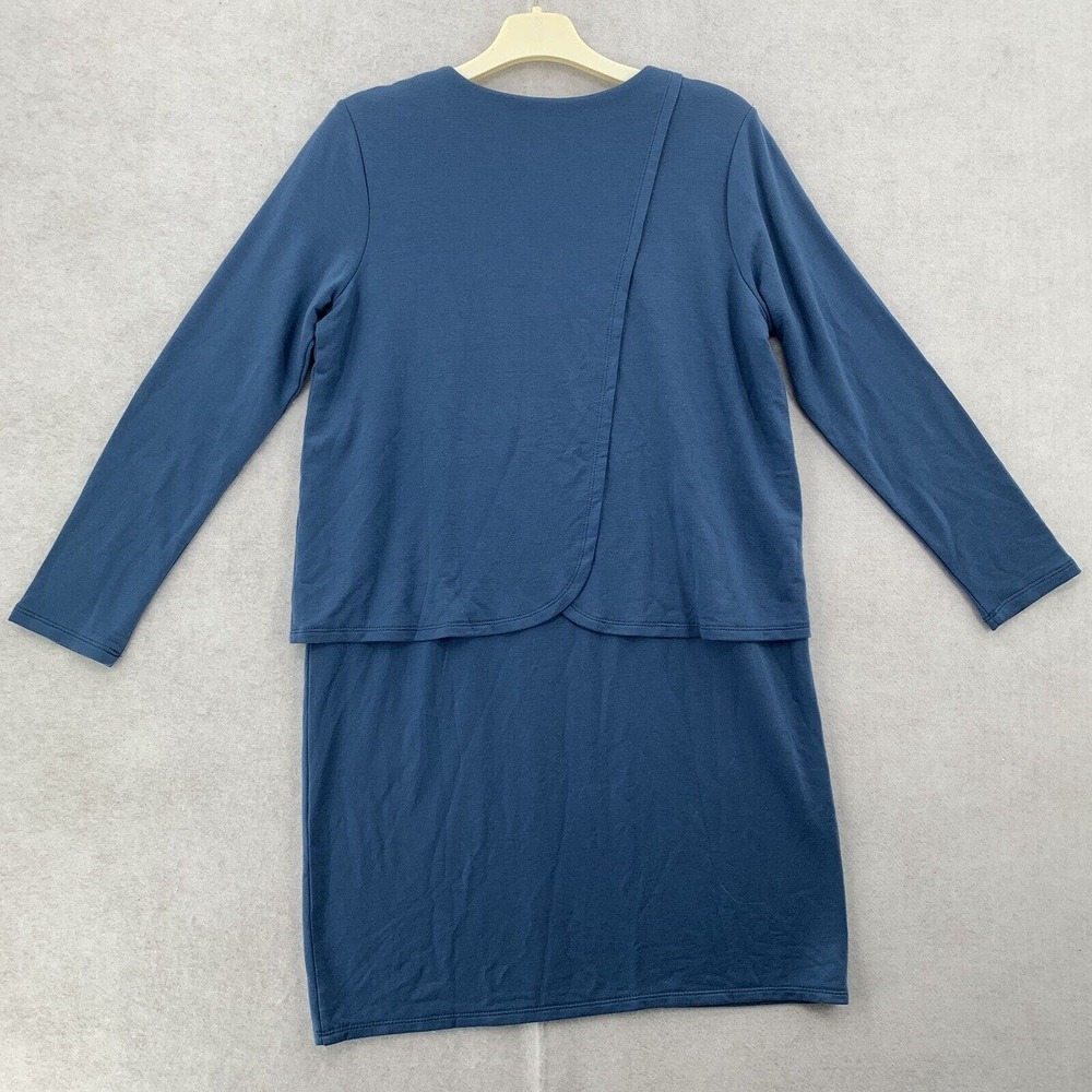 Pure J Jill Blue Layered Luxe Tencel Long Sleeve Shirt Dress Size Small - Picture 7 of 9